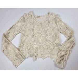 Rebellion crochet/lace cream long sleeve top Size Large